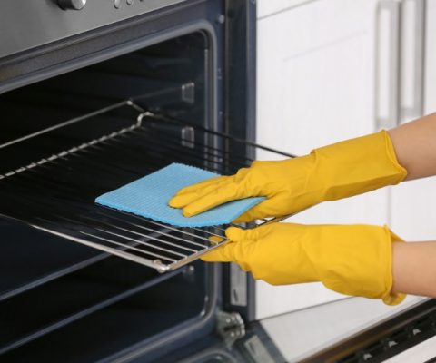 woman-cleaning-oven-in-kitchen-closeup-picture-id942141666